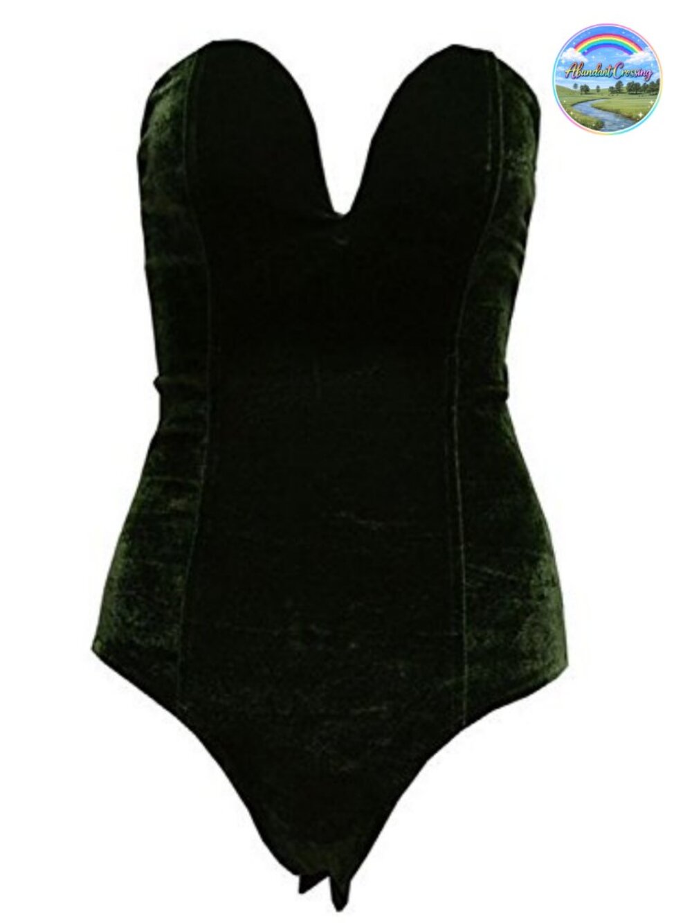 Velvet Strapless Lace Up Back V Neck Bodysuit